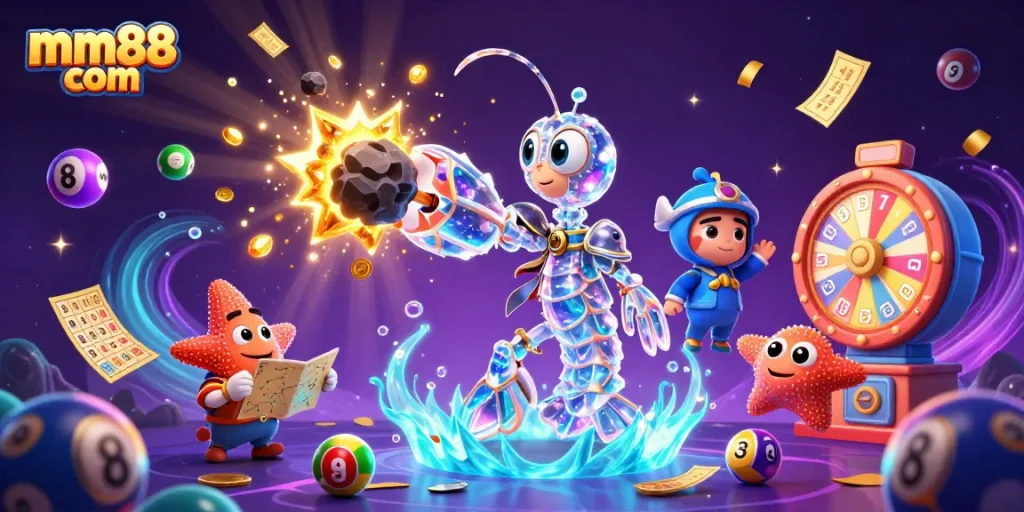 Experience thrilling gameplay at mm88 com with colorful lottery balls amidst explosive treasures.