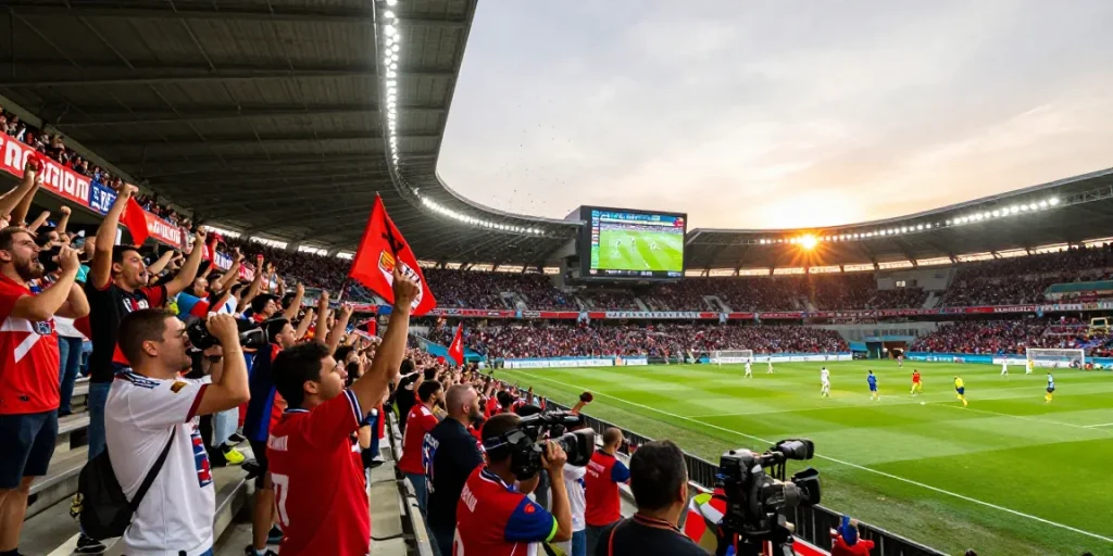 جماهير كورة لايف تدعم فرقهم في ملعب خلال مباراة حماسية، مشاهدة مباشرة على kora tv.