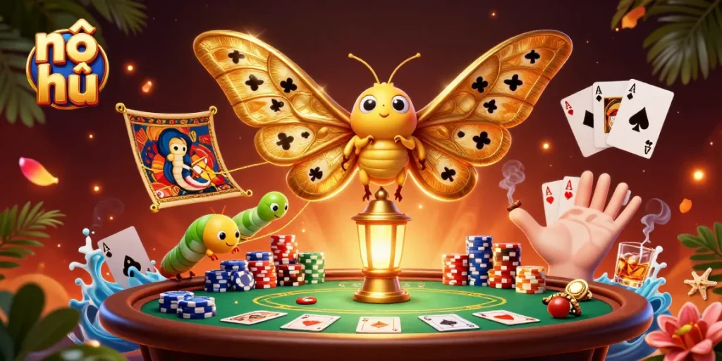 Engage with nổ hũ action in a vibrant 3D casino scene featuring vivid game elements and characters.