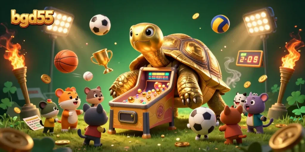 Engage with bgd55's exciting casino experience featuring a vibrant tortoise pinball machine.