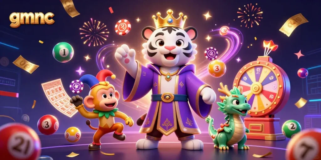 Engage in exciting casino action with gmnc's vibrant game characters and lively elements.
