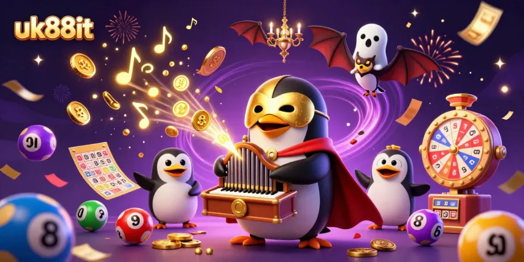 Experience the thrill of uk88it with a phantom opera penguin and dynamic lottery elements.