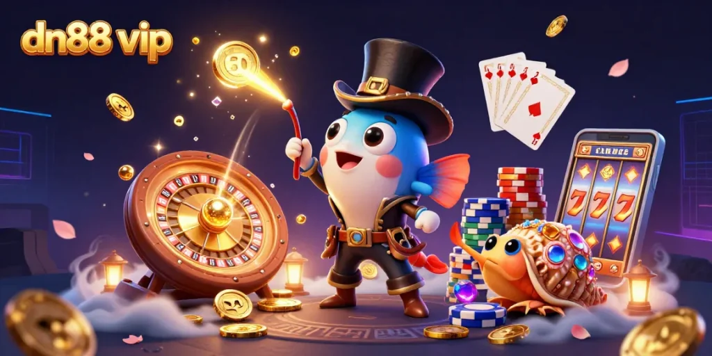 Experience the thrill of dn88 vip with vibrant characters and captivating symbols in a dynamic gaming scene.