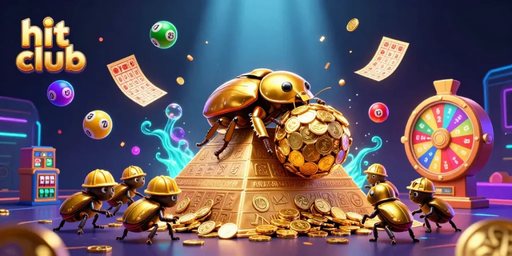 Join the hit club in a vibrant casino-themed illustration filled with golden treasures and excitement.