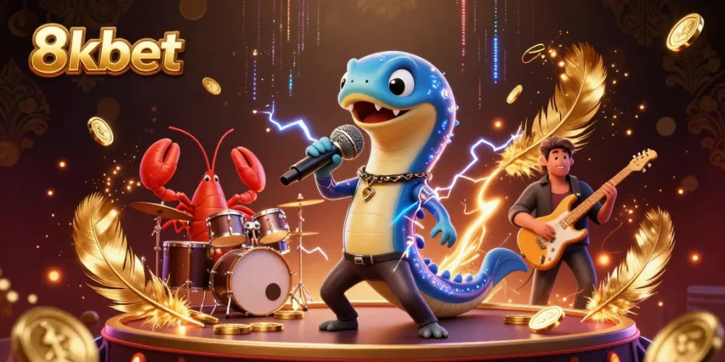 Experience the thrilling performance at the 8xbet underwater casino stage with vibrant characters and game elements.