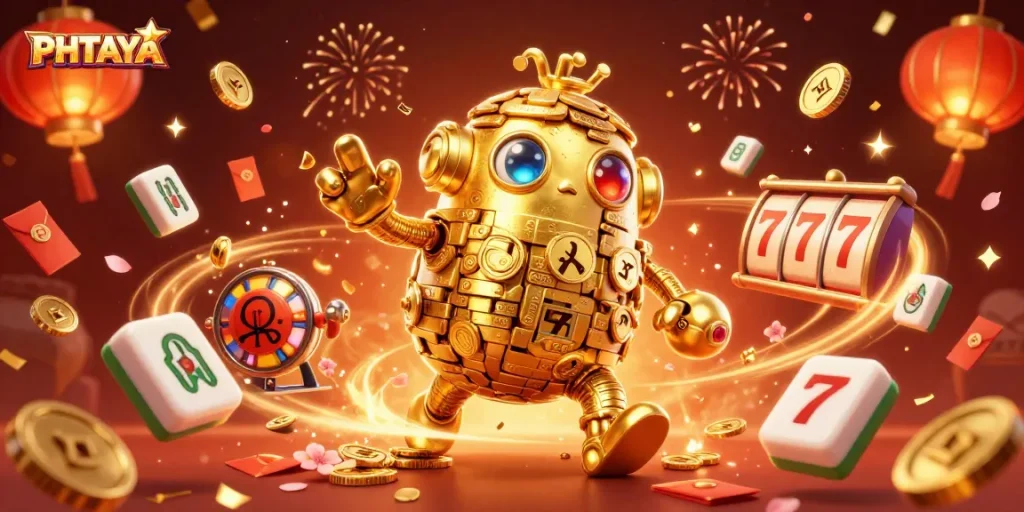PHTAYA offers a grand gaming experience with its golden golem and festive elements, attracting passionate gamers.