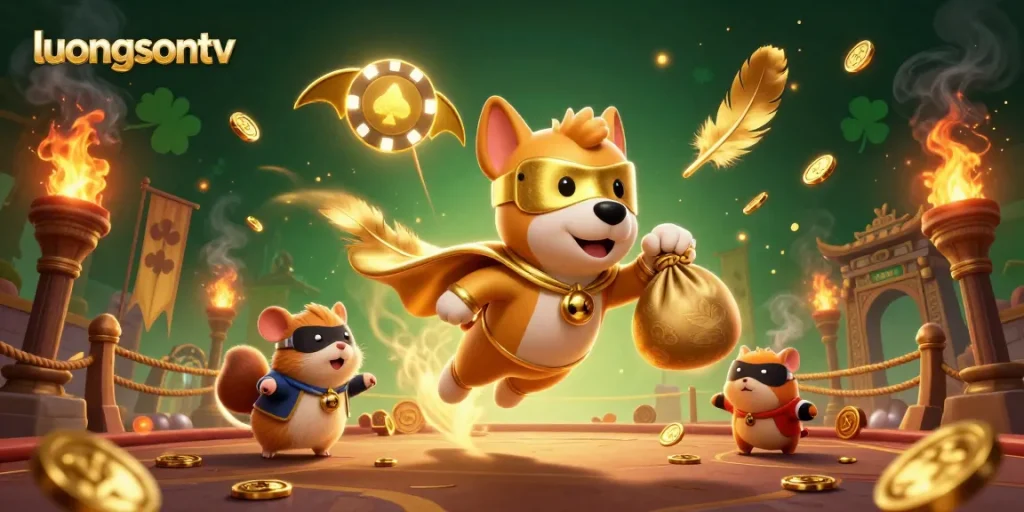 Join luongsontv for thrilling moments of gambling with our vibrant superhero dog and hamster duo.