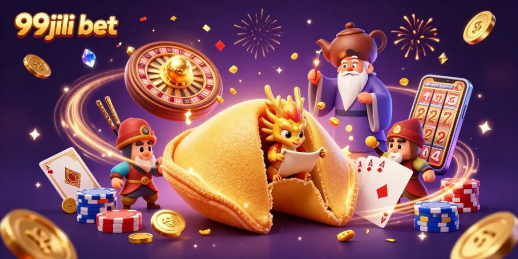 Engage in thrilling 99jili bet action with a vibrant 3D casino scene full of fortune and excitement.