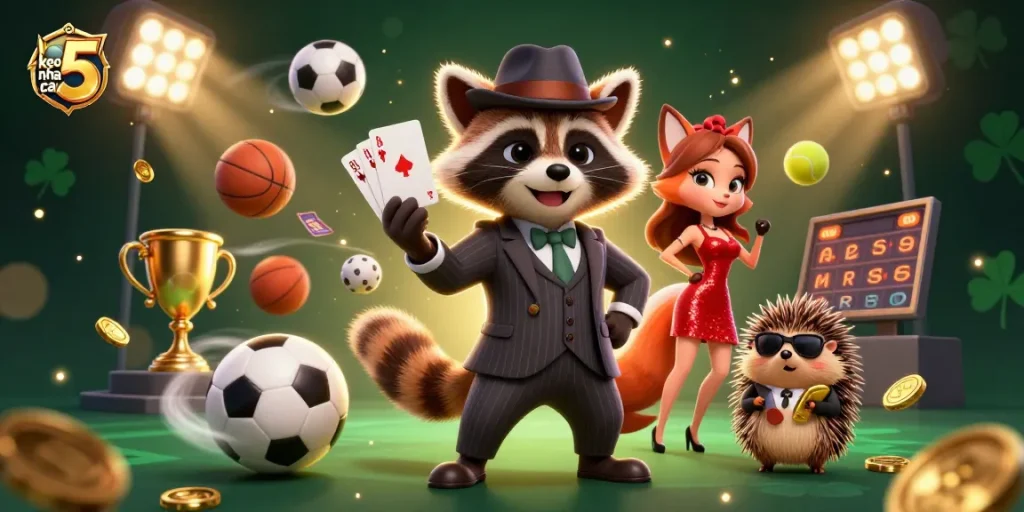 Experience the excitement of keo nha cai 5 with charming characters and dynamic sports betting elements.