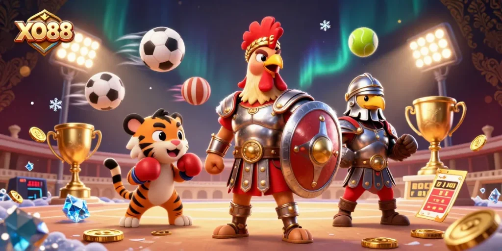 Engage with XO88 adventures while betting on sports in a vibrant casino scene.