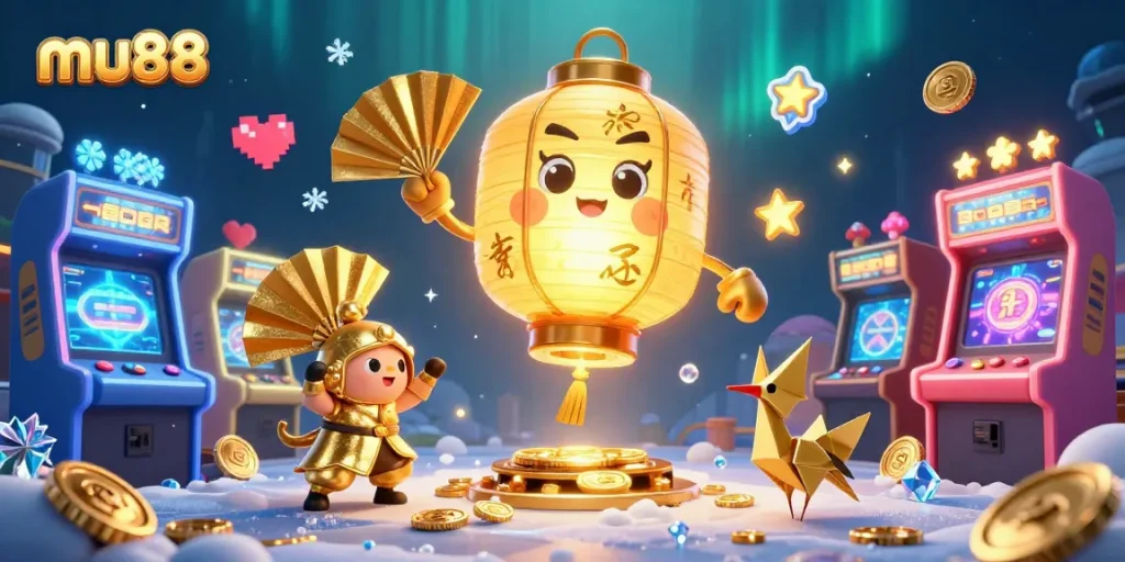 Experience the vibrant world of gambling with mu88, featuring charming characters and dynamic gaming elements.