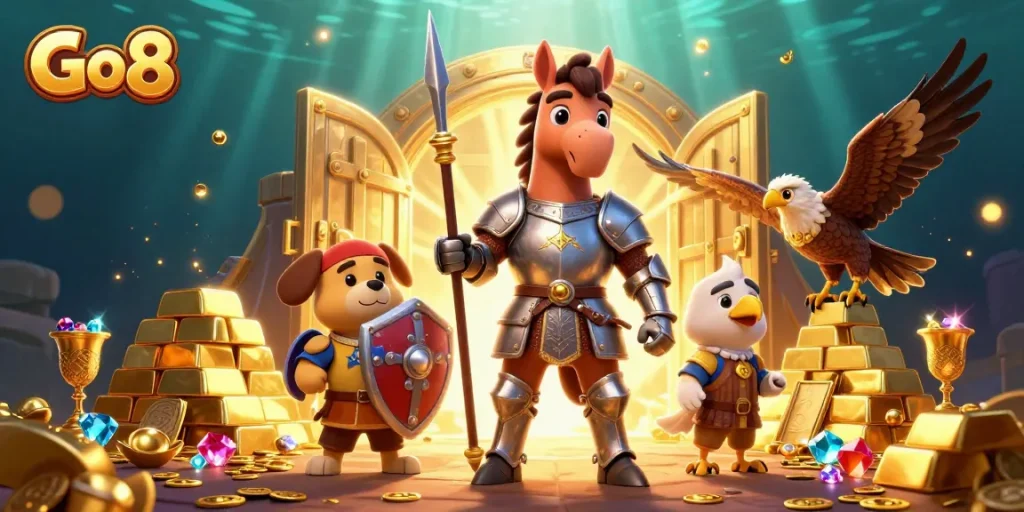 Engage in thrilling online casino action with Go8 featuring knights and treasures.