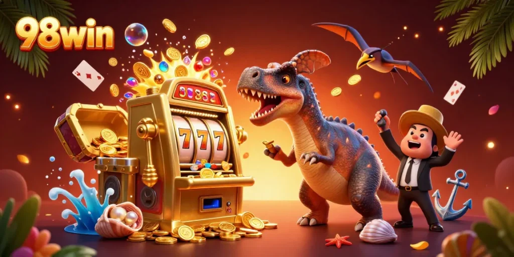 98win game experience: pachycephalosaurus interacts with jackpot coin slot machine