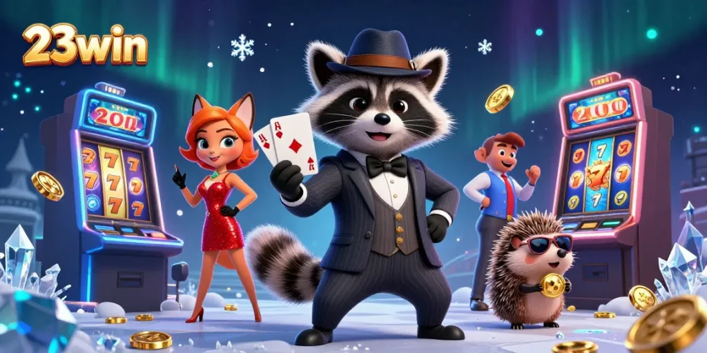 Experience thrilling slot action at 23win with vibrant characters and casino-rich visuals.