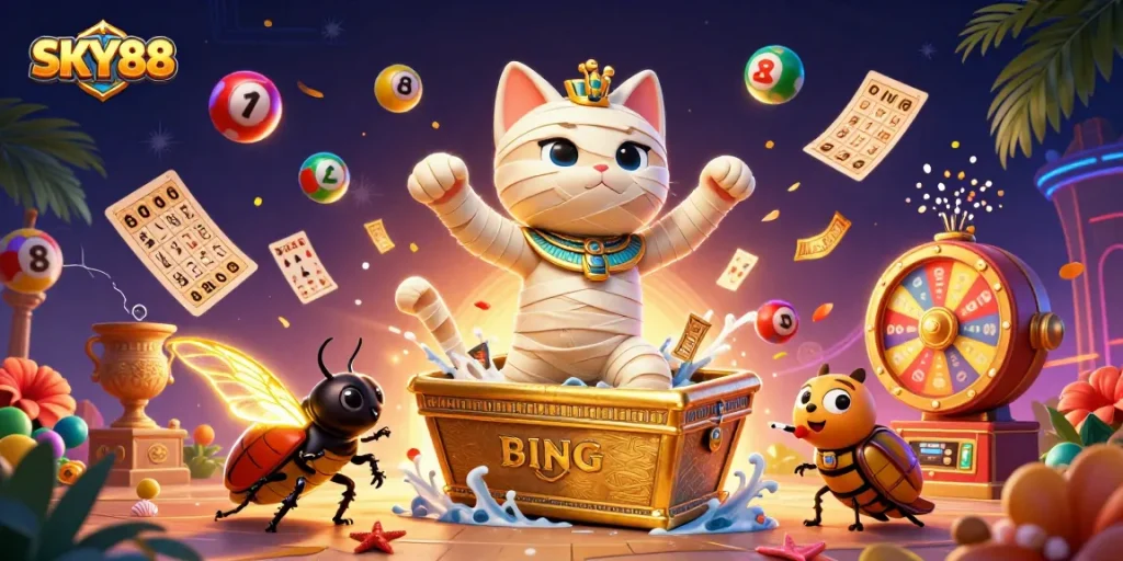 Experience thrilling wins at SKY88 with our Egyptian mummy cat and casino games.