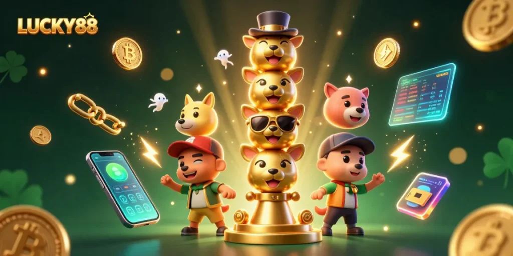 Experience thrilling wins at LUCKY88 with vibrant casino elements featuring a unique totem.