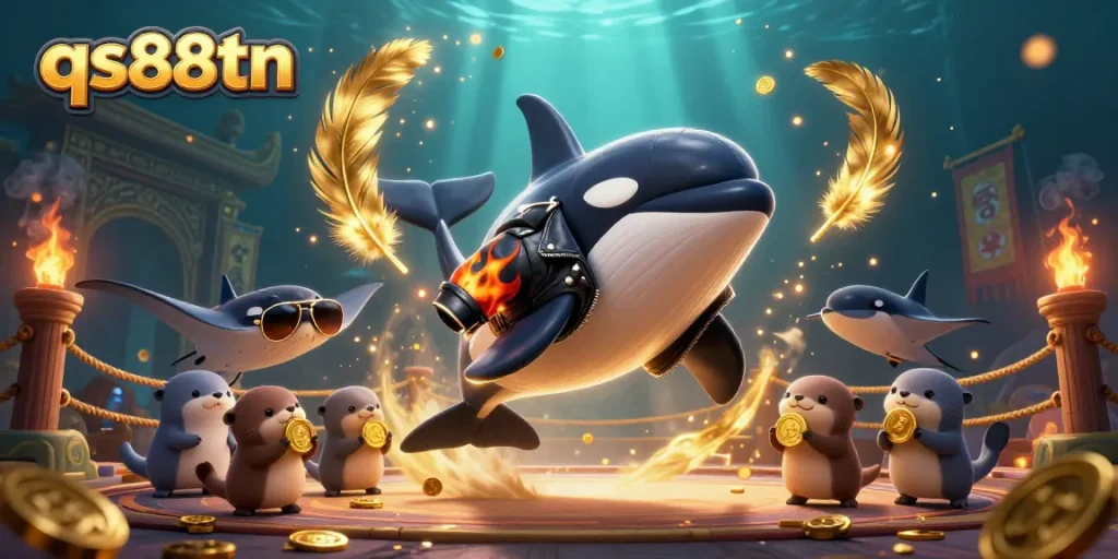 Engage with qs88tn for a thrilling underwater casino adventure featuring a biker orca, cool stingray, and sea otters with treasures.