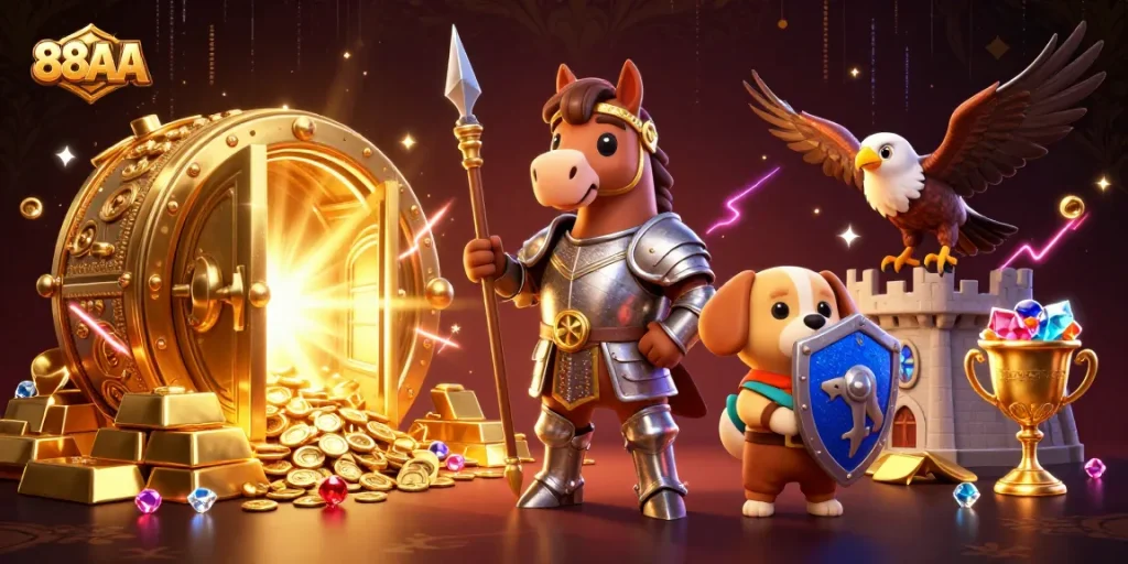 Engage with the vibrant world of 88AA casino games featuring knights, treasure, and thrilling elements.