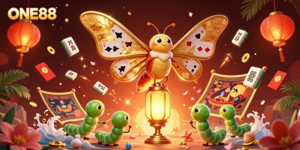Experience thrilling gaming moments with ONE88's vibrant casino atmosphere and enchanting characters.