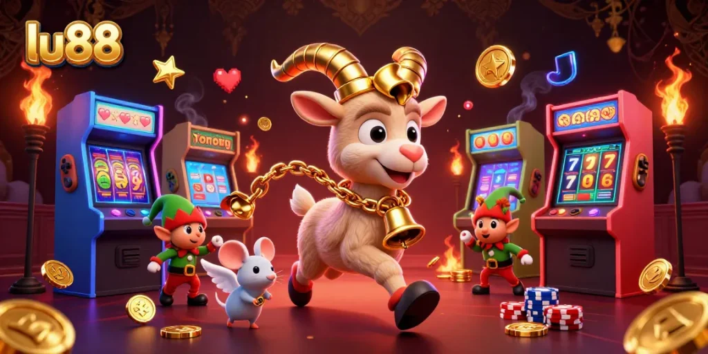 Experience the thrill of gaming at lu88 with our festive, high-energy casino scene.