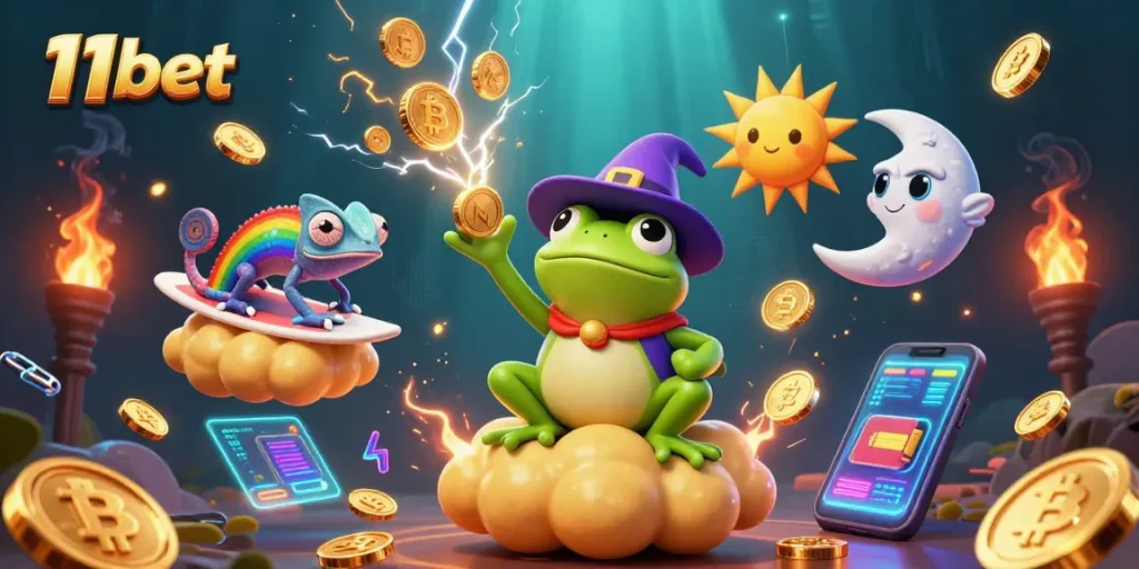 Experience thrilling wins at 11bet with vibrant 3D casino action and crypto elements.