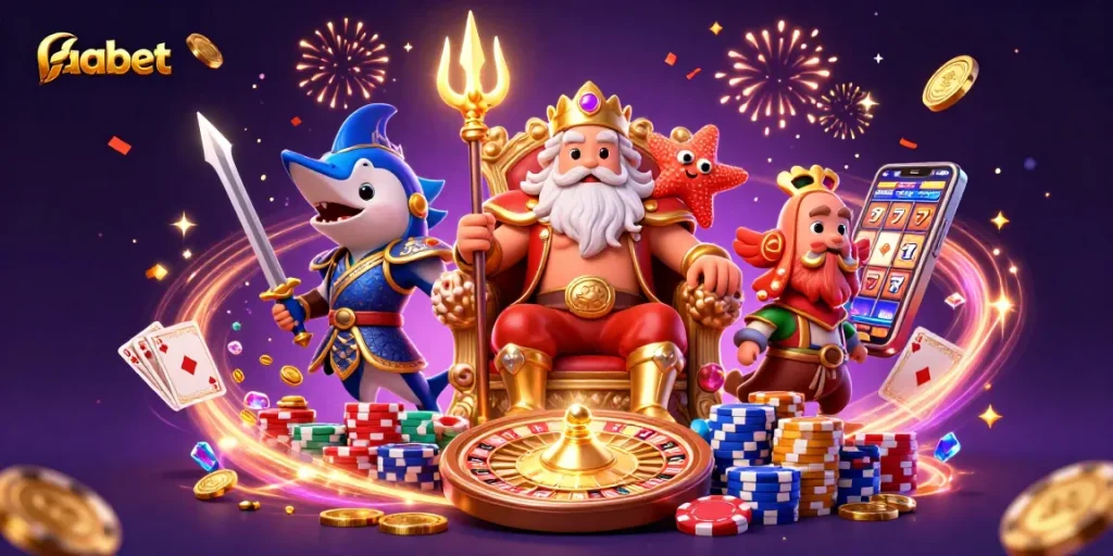Experience the excitement of fabet with Neptune and casino treasures in a dazzling scene.