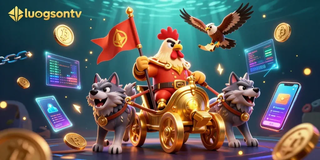 luongsontv offers epic gambling adventures with a rooster warlord amidst 3D crypto elements