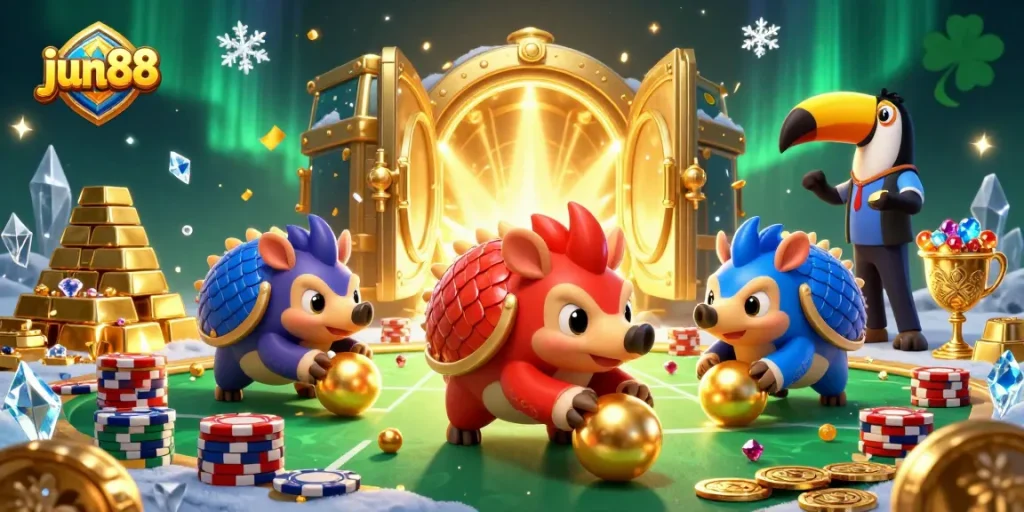 Experience exciting gaming at jun88 with rival pangolins bowling through poker chips!
