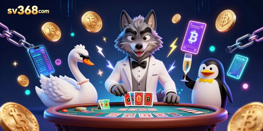 Experience thrilling gameplay at sv368com as a wolf and swan deal cards in style.