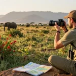 NAGA2000 traveler in Kidepo Valley capturing wildlife moments during sunset