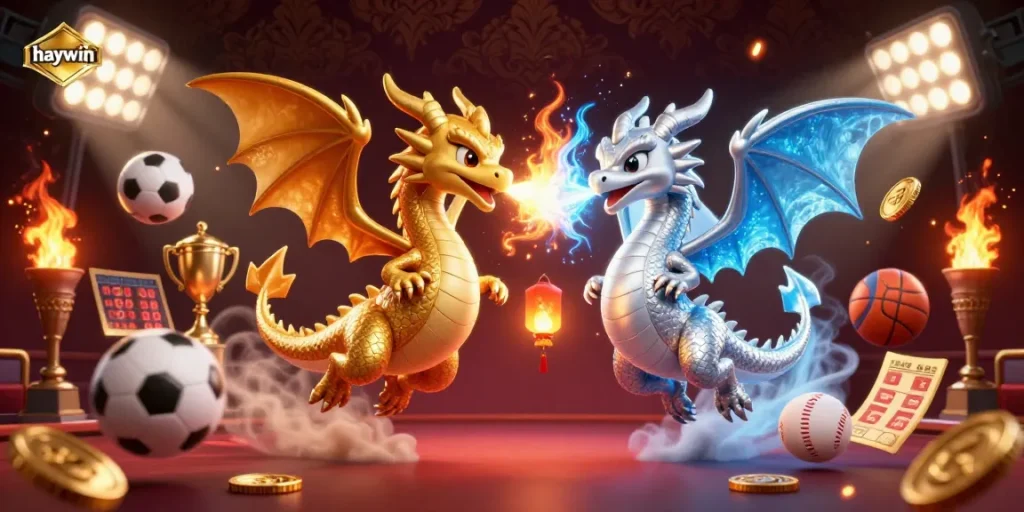 Experience the excitement of betting at haywin with dynamic 3D dragons and sports elements.