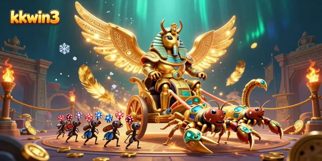 Engage with kkwin3 in a vibrant 3D casino scene showcasing exciting gambling elements and a unique atmosphere.