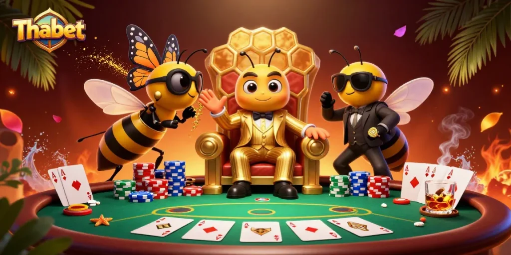 Engage with Thabet's thrilling poker action featuring intense gameplay and vibrant casino elements.