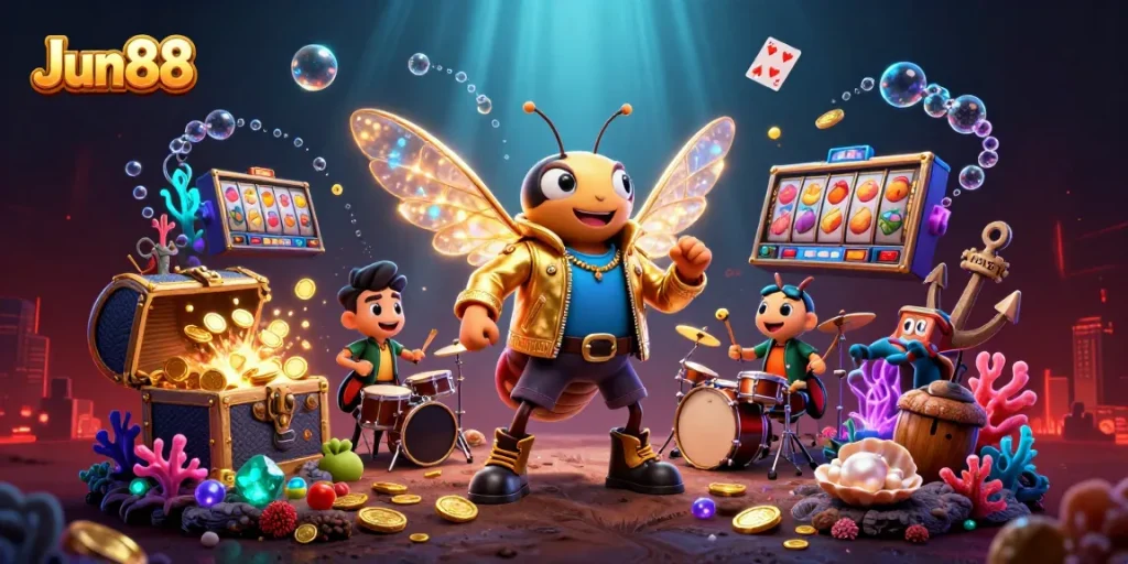 Experience thrilling gameplay at Jun88 with vibrant cartoon characters and rich casino elements
