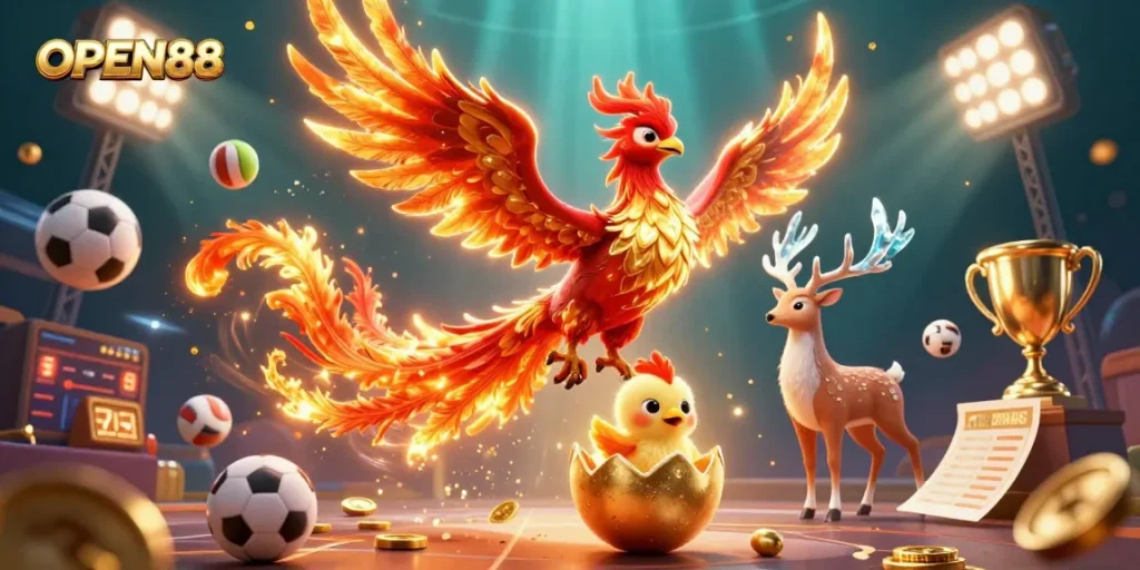 Engage with OPEN88's rich online casino experience featuring vibrant characters and dynamic games.