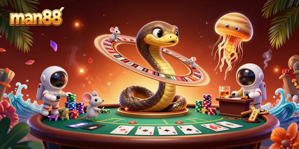 Bet on man88 with cosmic excitement featuring unique characters and vibrant gaming elements!