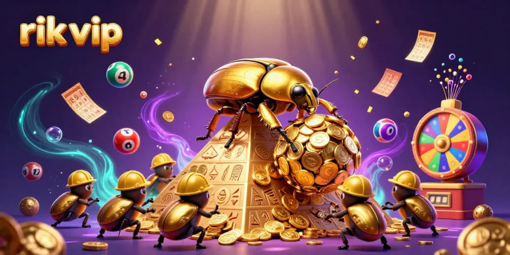 Experience the excitement of rik vip with colorful lottery elements and vibrant casino illustrations.