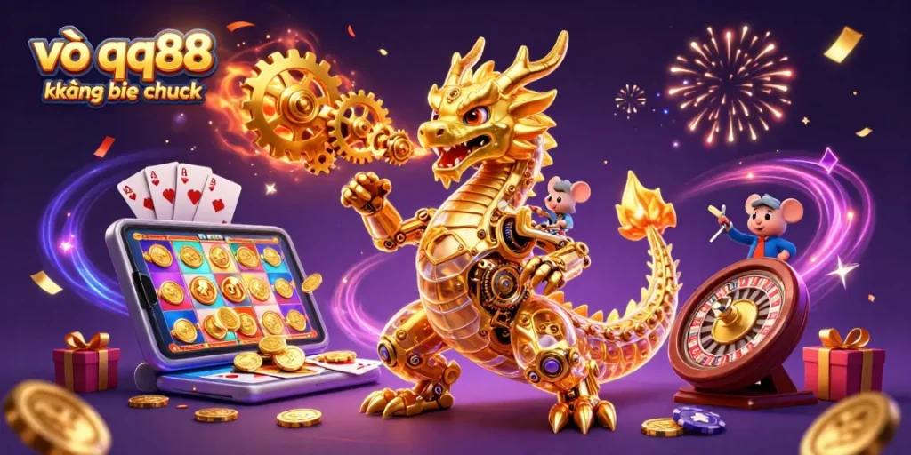 Experience the thrills of vào qq88 không bị chặn with this vibrant and detailed casino-themed illustration.