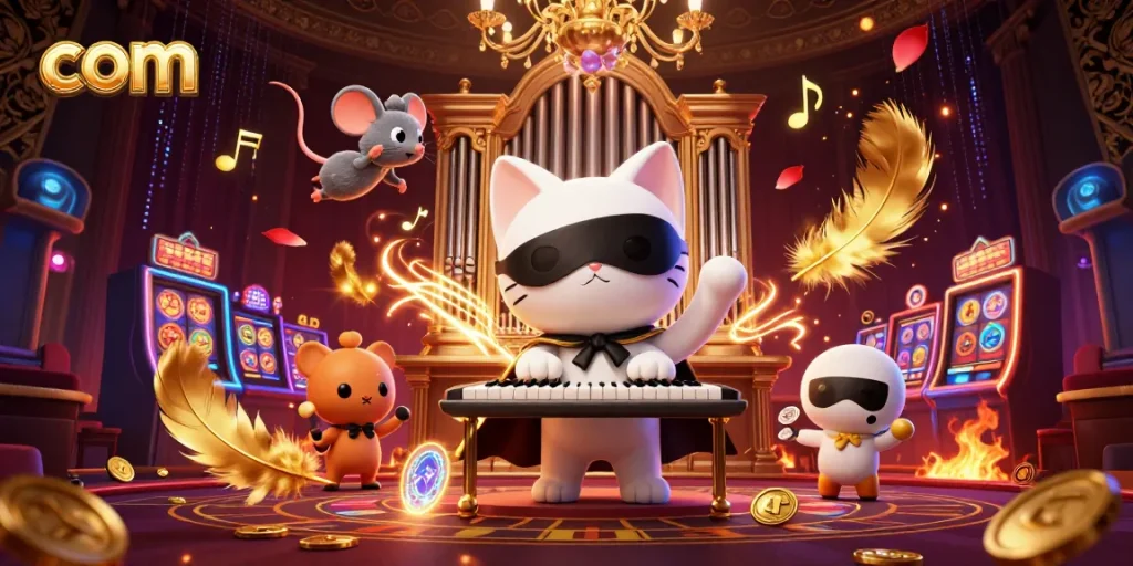 Engage in playing at com, a vibrant casino scene featuring characters and dynamic elements of fun.