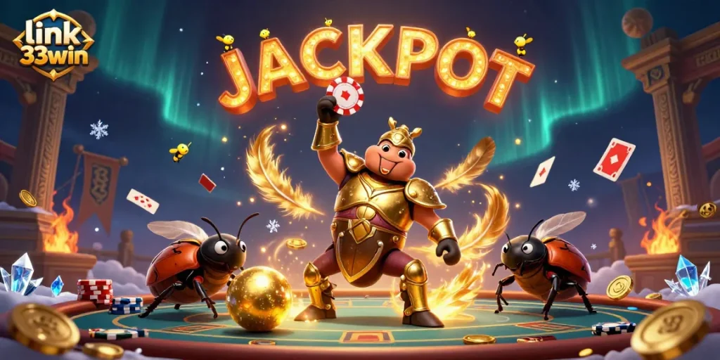 Engage with exciting gambling action at link 33win, featuring a poker chip victory in a dynamic casino scene.