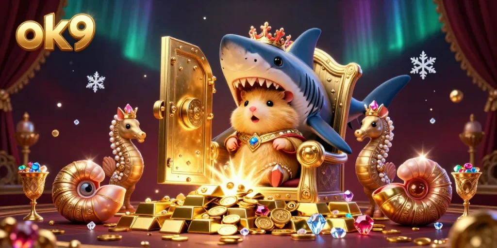 Experience gaming excitement with ok9 as a golden hamster king reigns in treasure.