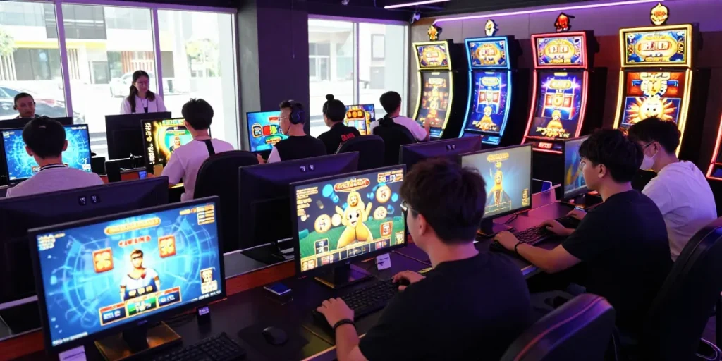 Engaged players enjoying katatogel online gaming with vibrant graphics and excitement.