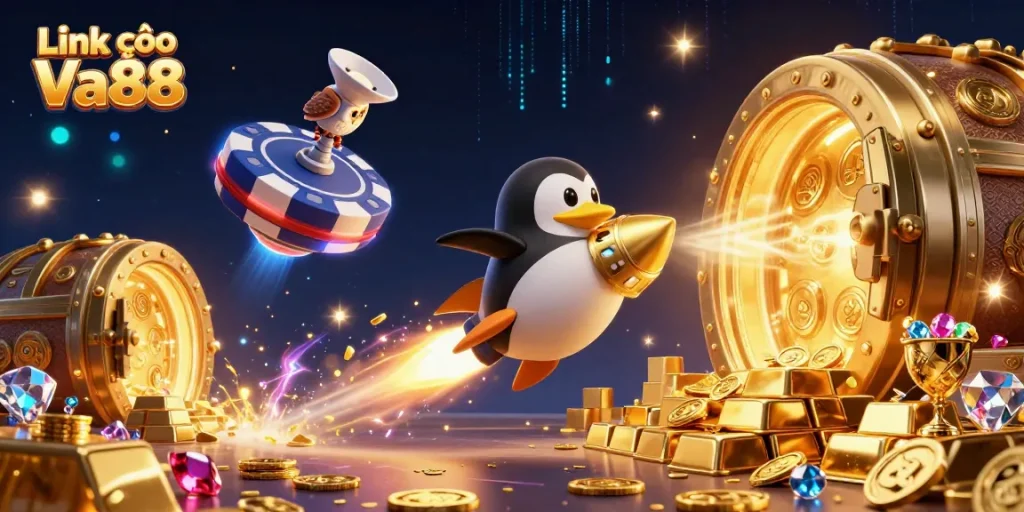 Spin to win at Link vào Va88 with vibrant casino elements and animated treasure!