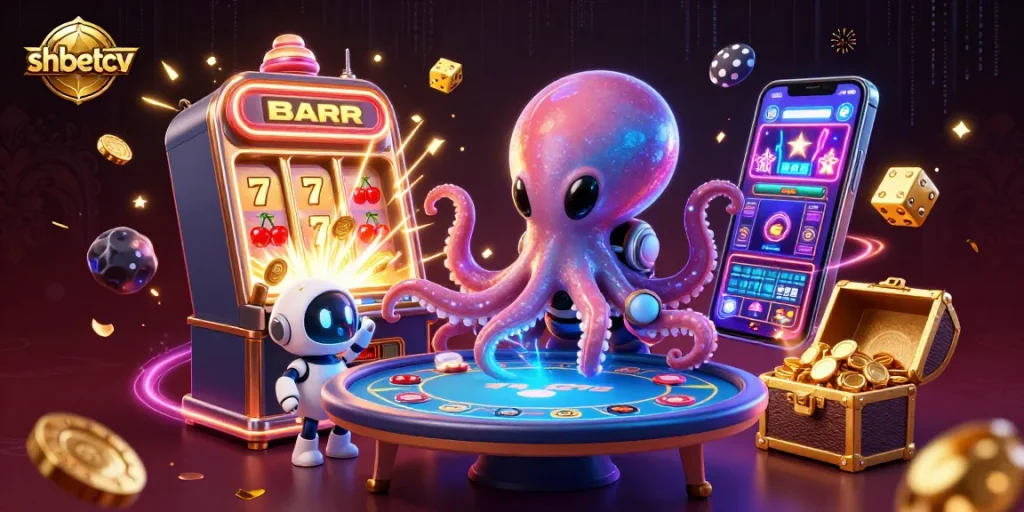 Engage with interactive gameplay at shbetcv featuring alien poker characters and colorful casino elements.